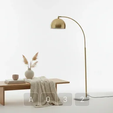 A032-01 Vintage Stately Brass Floor Lamp - View 1