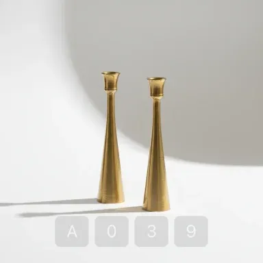 A039-04 Hamptons Emerald Brass Candlesticks - View 1