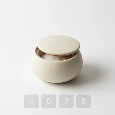A076-01 Vintage Sterling Ceramic Salt Cellar - View 1