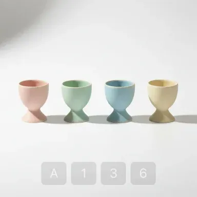 A136-01 Vintage Sterling Ceramic Egg Cups - View 1