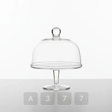 A377-02 Atelier Platinum Glass Cake Stand - View 1