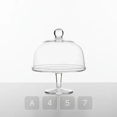 A457-02 Atelier Platinum Glass Cake Stand - View 1