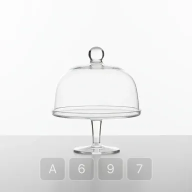 A697-02 Atelier Platinum Glass Cake Stand - View 1