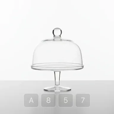 A857-02 Atelier Platinum Glass Cake Stand - View 1