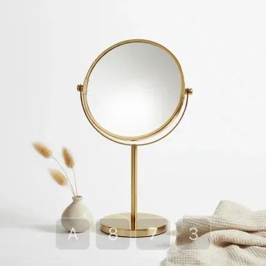 A873-04 Hamptons Pristine Brass Table Mirror - View 1