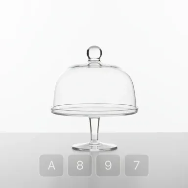 A897-02 Atelier Platinum Glass Cake Stand - View 1
