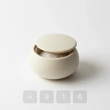 A916-01 Vintage Sterling Ceramic Salt Cellar - View 1