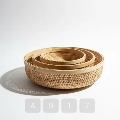 A917-04 Hamptons Platinum Bamboo Storage Basket - View 1