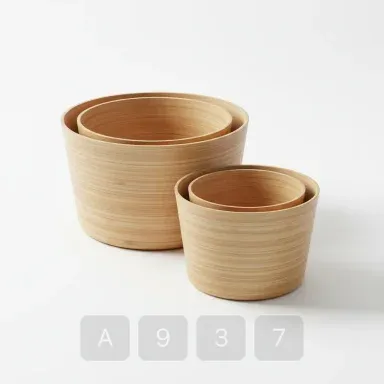 A937-02 Atelier Platinum Bamboo Storage Basket - View 1