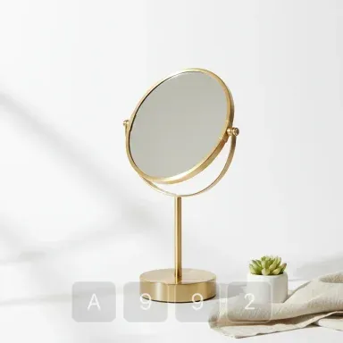 A992-02 Modern Stately Brass Table Mirror - View 1