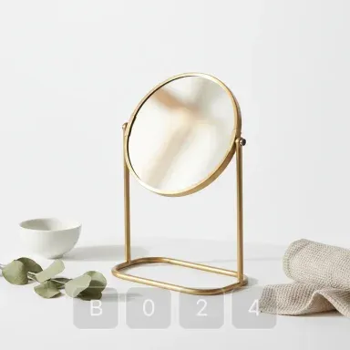 B024-01 Vintage Essential Brass Table Mirror - View 1