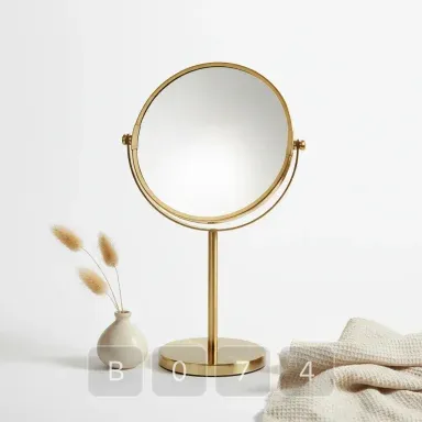 B074-04 Artisan Masterwork Brass Table Mirror - View 1