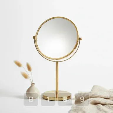 B189-04 Hamptons Exceptional Brass Table Mirror - View 1